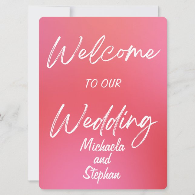 Modern Pink & Orange Sunset Wedding Invitation Einladung (Vorderseite)