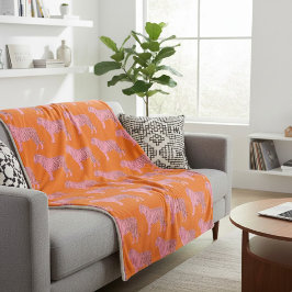 Modern Pink Orange Tiger Pattern Personalized Name Sherpadecke