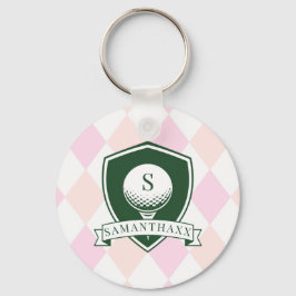 Modern Pink Pattern Name Initial Monogram Golf Schlüsselanhänger