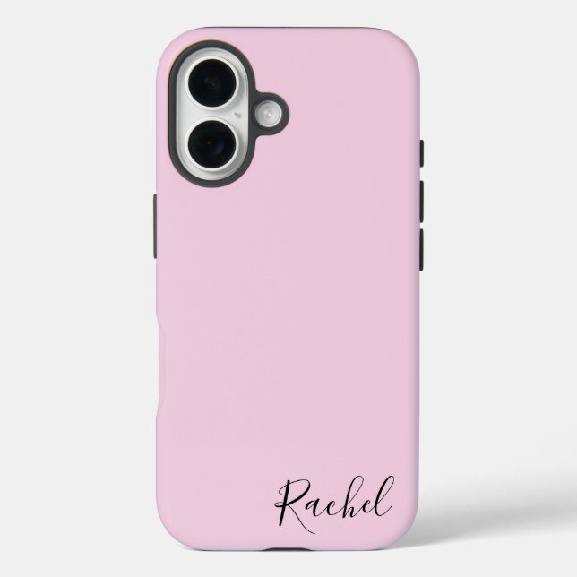 Modern Pink Personalized Name  iPhone 16 Hülle (Rückseite)