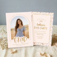 Modern Pink Photo Graduation Party Announcement
