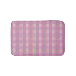 Modern Pink Plaid Bath Mat Badematte