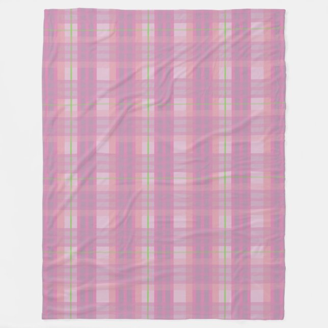 Modern Pink Plaid Fleece Blanket (Vorderseite)