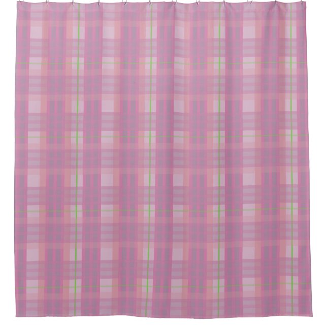 Modern Pink Plaid Shower Curtain Duschvorhang (Vorderseite)