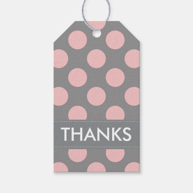 Modern Pink Polka Dots Vielen Dank Geschenkanhänger (Vorderseite)