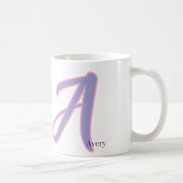 Modern Pink & Purple Monogram Personalized Name A Kaffeetasse (Rechts)
