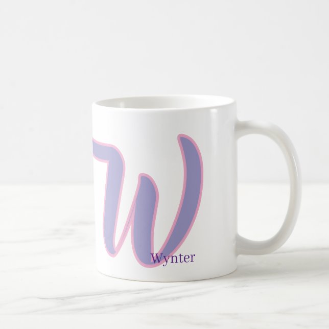 Modern Pink & Purple Monogram Personalized Name W Kaffeetasse (Rechts)