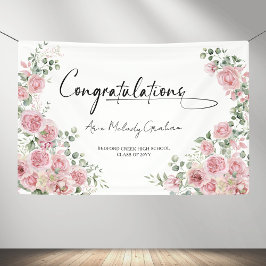 Modern Pink Roses Congratulation Graduation Banner