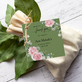 Modern Pink Roses Script Graduation Geschenkanhänger