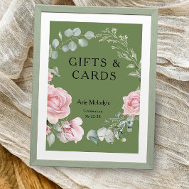 Modern Pink Roses Script Graduation Gifts & Cards