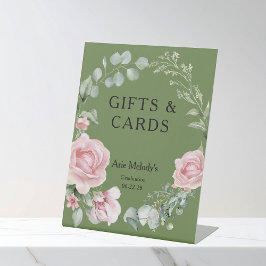 Modern Pink Roses Script Graduation Gifts & Cards Sockelschild