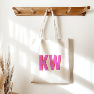 Modern Pink Rote Schatten Monogramm Personalisiert Tragetasche