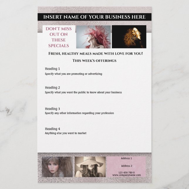 Modern Pink Shimmer Designer 6 Foto von hair styis Flyer (Vorne)
