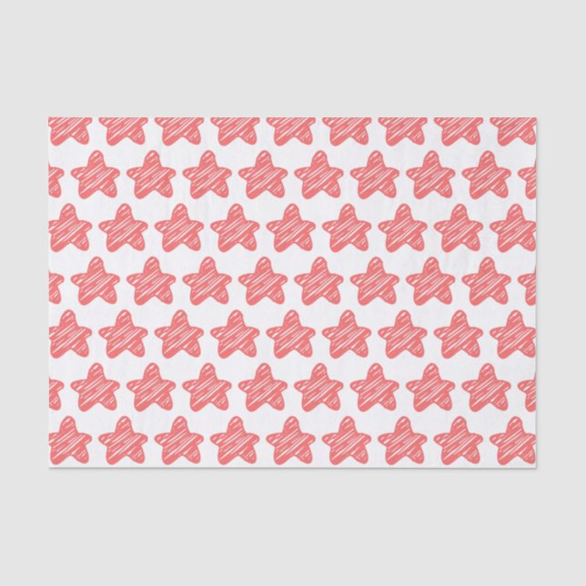 Modern Pink Star Sketch Pattern Seidenpapier (Vorderseite)