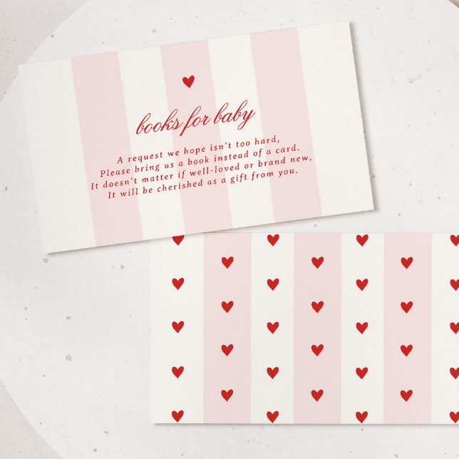 Modern Pink Stripe Heart Valentine Baby Shower Begleitkarte (Von Creator hochgeladen)