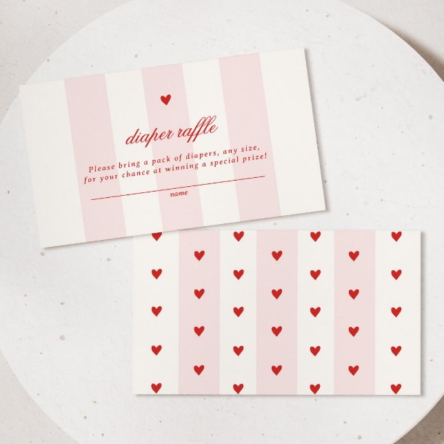 Modern Pink Stripe Heart Valentine Baby Shower Begleitkarte (Von Creator hochgeladen)