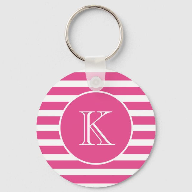Modern Pink Stripe Schlüsselanhänger (Vorderseite)