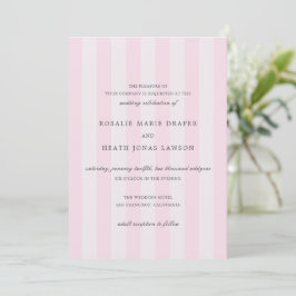 Modern Pink Stripes Elegant Wedding Einladung