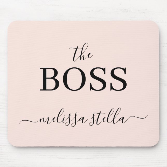 Modern Pink The Boss Name | Mädchenhaftes Geschenk Mousepad (Vorne)