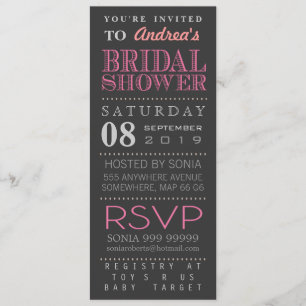 Modern Pink Typografie Bridal Polterabend Long Einladung