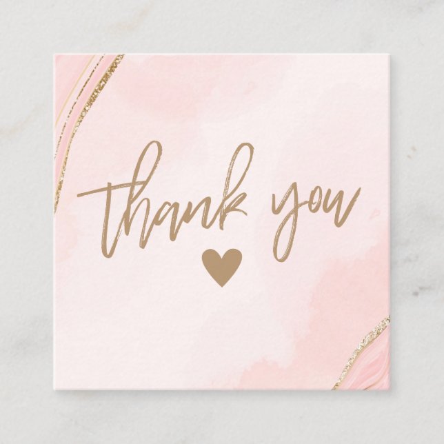 Modern Pink und Tan Danke Business Card Telefonnummerkarte (Vorderseite)