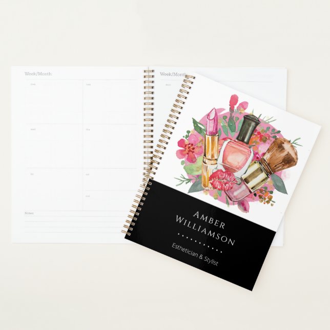 Modern Pink Watercolor Makeup Artist Girly Chic Planer (Anzeige)