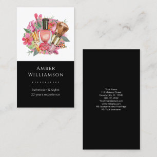 Modern Pink Watercolor Makeup Artist Girly Chic Visitenkarte