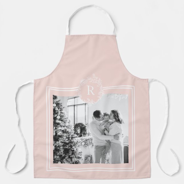 Modern Pink & White Family Foto | Schürze (Vorderseite)