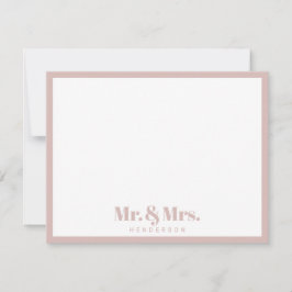Modern Pink White Mr. und Mrs. Mitteilungskarte