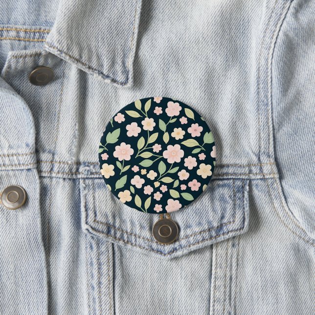 Modern Pink Wildflowers Pattern Button (Beispiel)