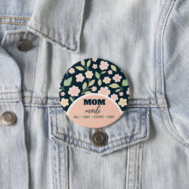Modern Pink Wildflowers Pattern Button (Beispiel)