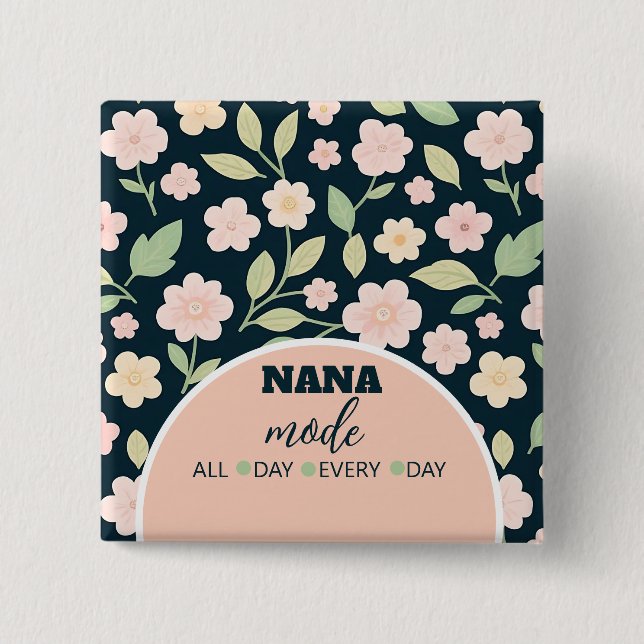 Modern Pink Wildflowers Pattern Button (Vorderseite)