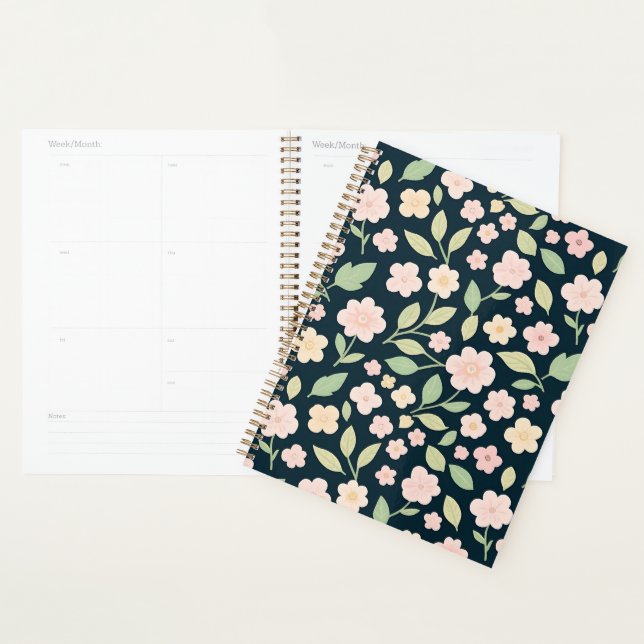 Modern Pink Wildflowers Pattern Planer (Anzeige)