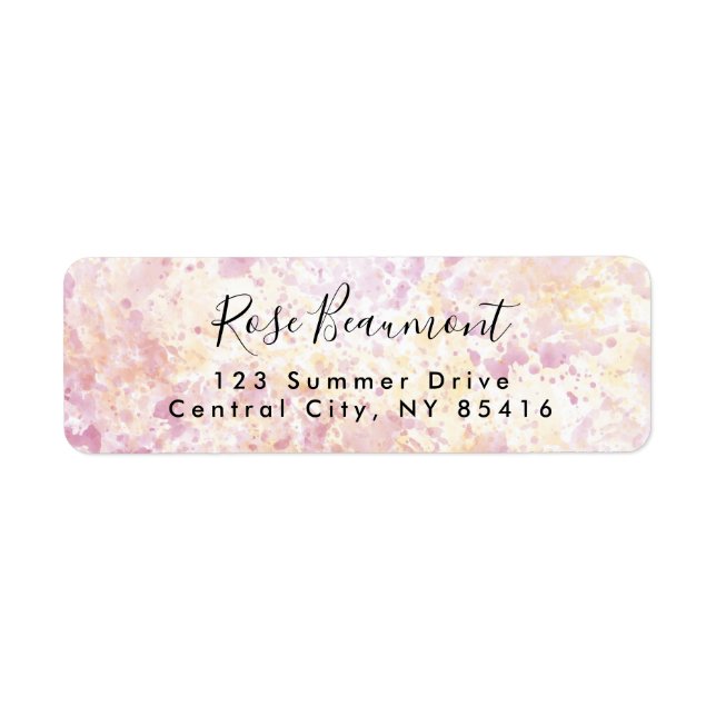 Modern Pink Yellow Watercolor Script Address Label (Vorne)