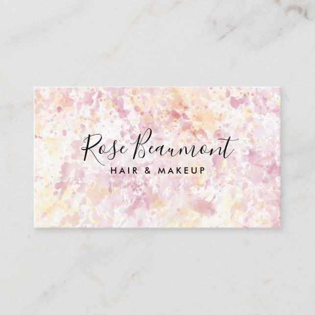 Modern Pink Yellow Wright Script Business Card Visitenkarte (Vorderseite)