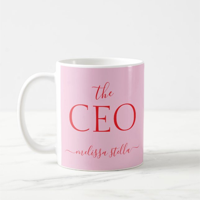 Modern PinkThe CEO Name | Girly Gift Kaffeetasse (Links)