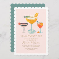 Modern Pinky Coctails Blush Hallo 21 21St Geburtst