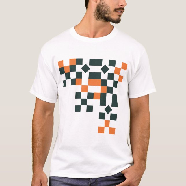 Modern Pixel Art Abstract Geometric Corner Design T-Shirt (Vorderseite)