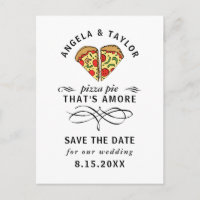 Modern Pizza Amore Black Typografy Save the Date