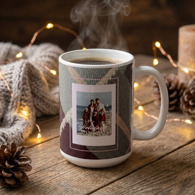 Modern Plaid Rustic Photo Christmas coffee mug Kaffeetasse (Von Creator hochgeladen)