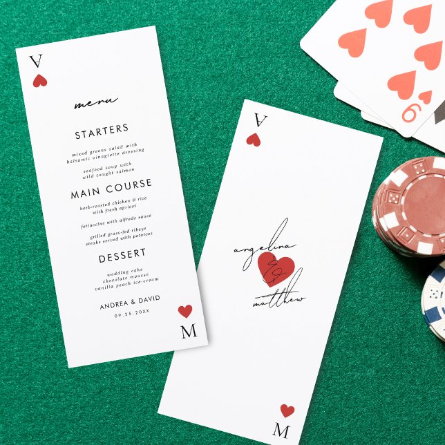 Modern Playing Card Casino Vegas Wedding Menu (Créateur téléchargé)