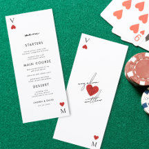 Modern Playing Card Casino Vegas Wedding Menu