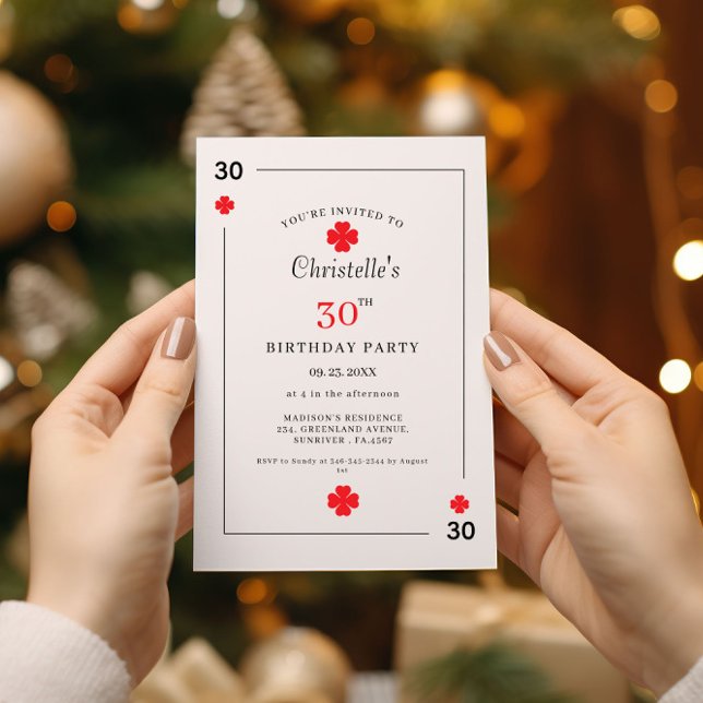 Modern Playing Card Playing Card 30th Birthday Einladung (Von Creator hochgeladen)