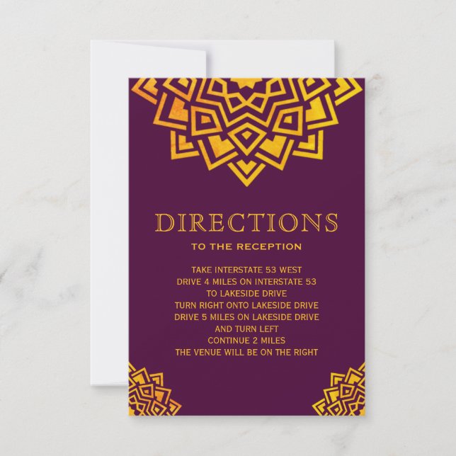 Modern Plum Gold Mandala Indische Richtung Einladung (Vorderseite)