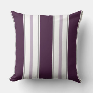 Modern Plum Lavendel Grau Weiße Streifen Kissen