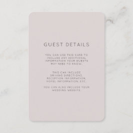 Modern Plum Wedding Guest Details Begleitkarte