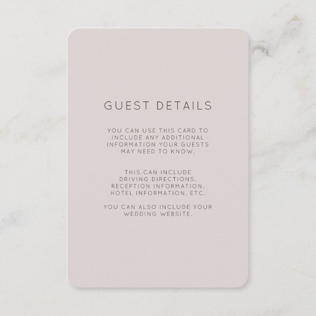 Modern Plum Wedding Guest Details Begleitkarte (Vorderseite)