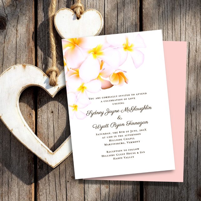 Modern Plumeria Hawaiian Blume White Wedding Einladung (Von Creator hochgeladen)