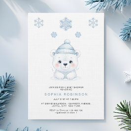 Modern Polar Bear Winter Baby Boy Shower Einladung