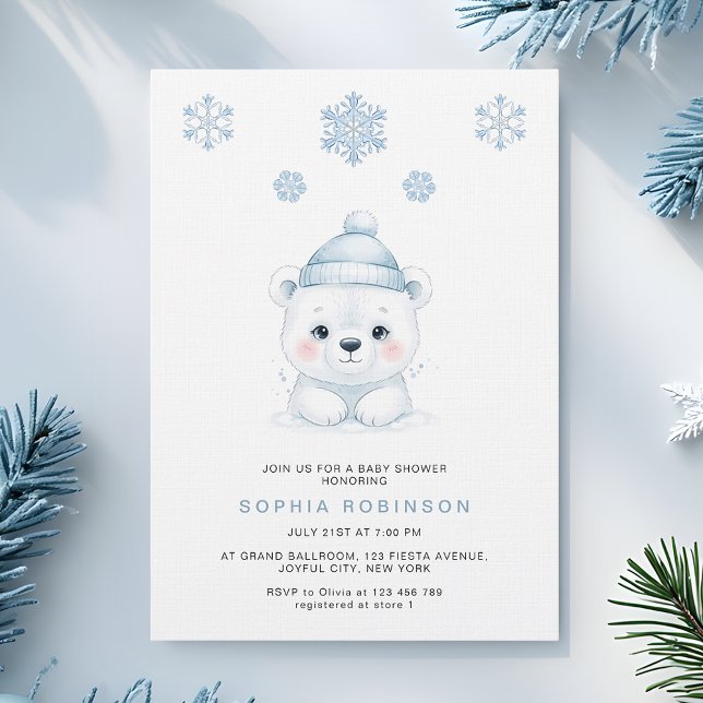 Modern Polar Bear Winter Baby Boy Shower Einladung (Von Creator hochgeladen)